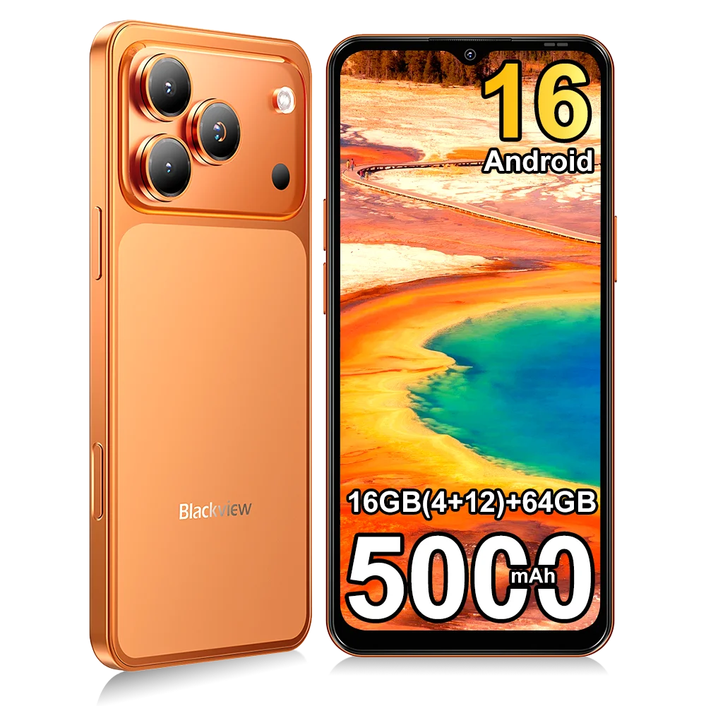 Blackview WAVE 7C Smartphone 6.56'' HD+IPS 5000mAh Battery 16GB(4+12)+64GB Unisoc Cell Phone 32MP+13MP 4G Android 16 Dual SIM