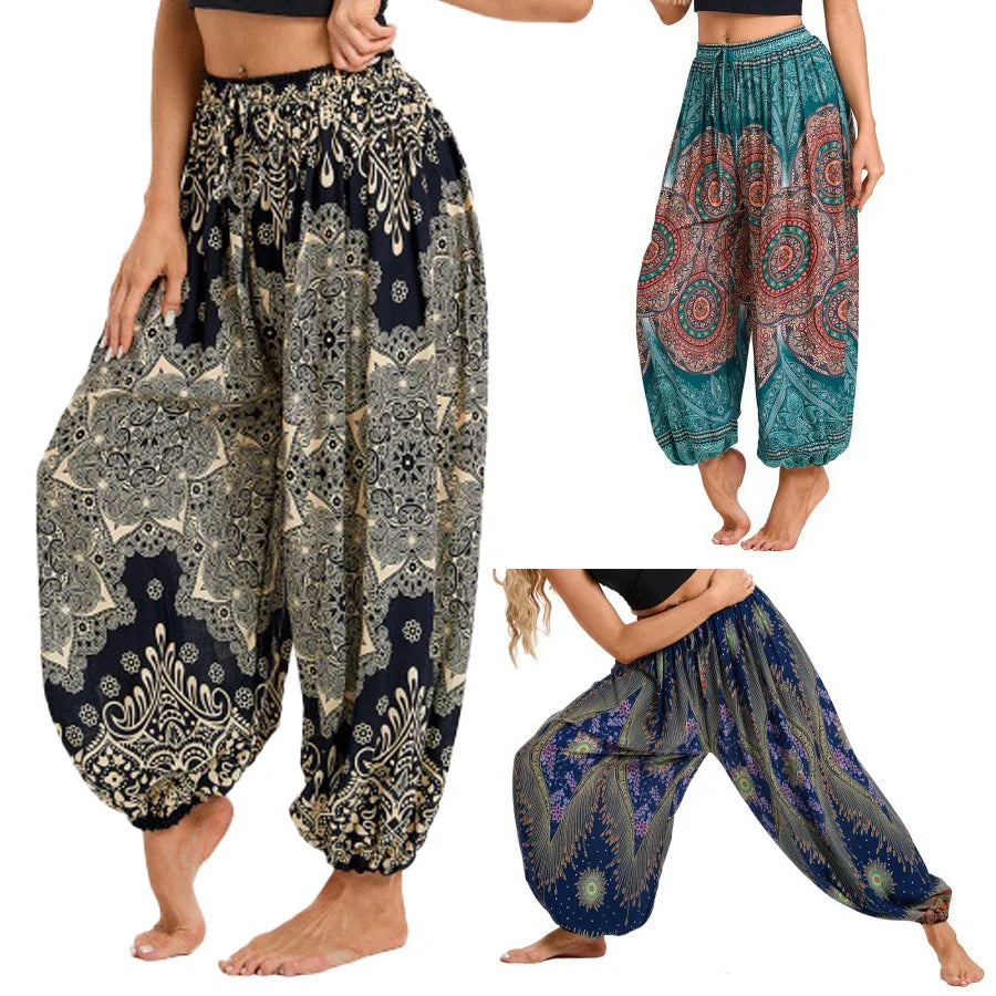 Women's Boho Wide Leg Harem Pants Adult High Waist Yoga Loose Lantern Pants Breathable Beach Trousers Vacation Printed Jagger Main image