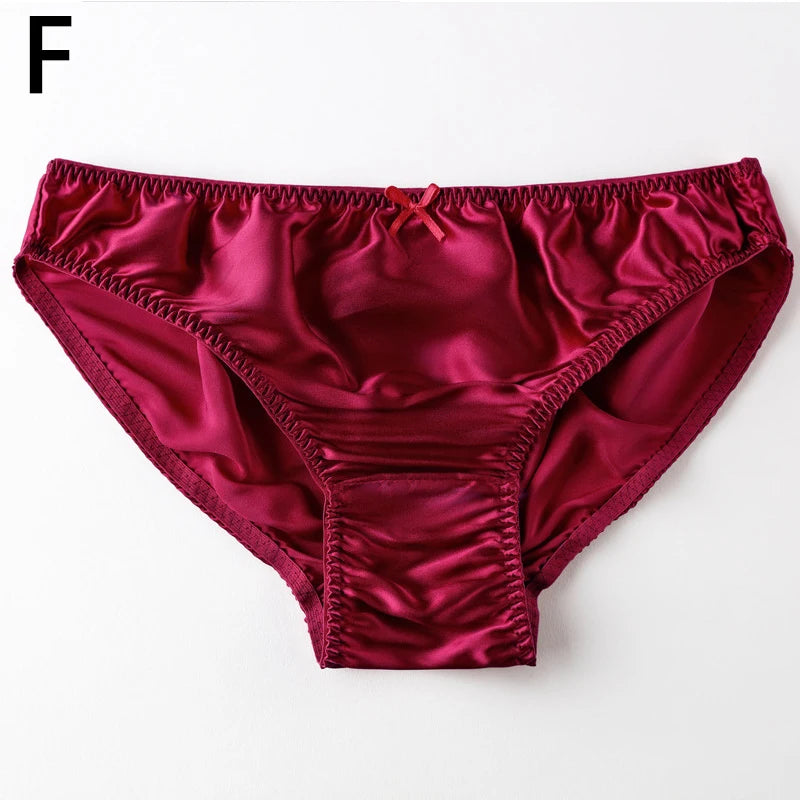 Women'S 100% Mulberry Silky Panties Fashion Lace Brief Large Size Comfortable Breathable Solid Color Lingerie Seamless Underwear