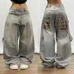 American Y2K 2025 New Baggy Wide Leg Black Jeans Overszied Women Street Casual Joker Denim Pants Couple Jeans Vintage Streetwear