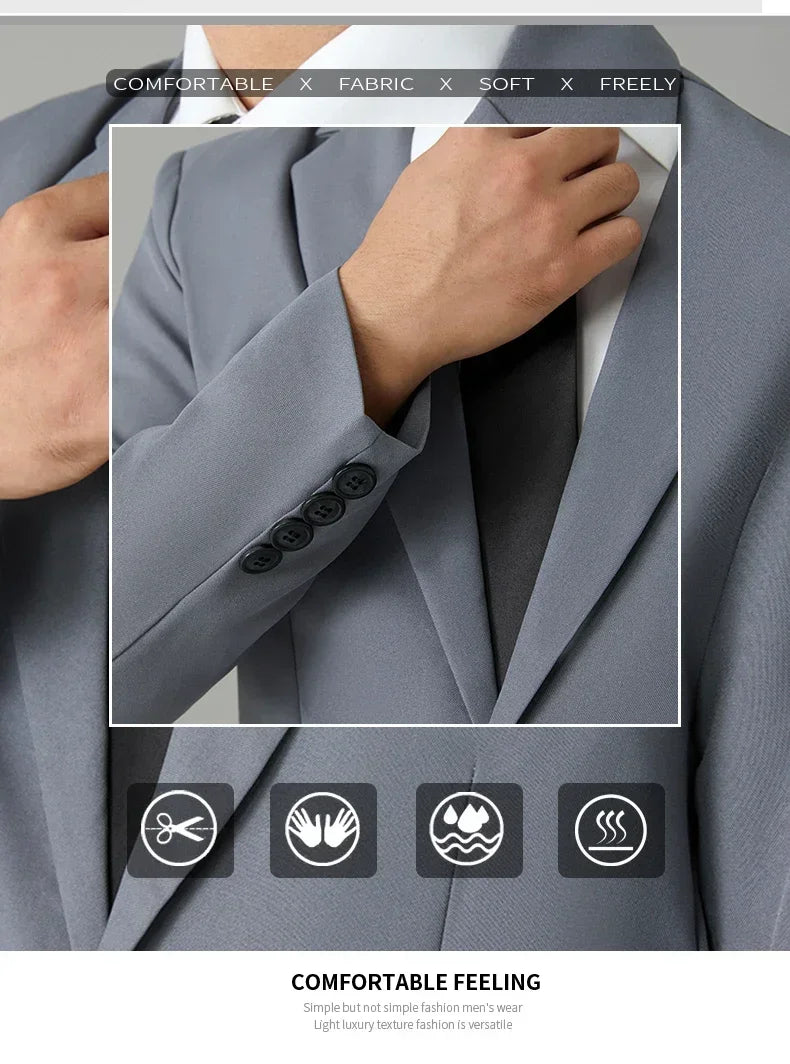 S-8XL Suit Men's Fashion Casual Outdoor (Blazer+ Pants) Gentleman Business Wedding Slim-fit Formal British Style Wedding Suit