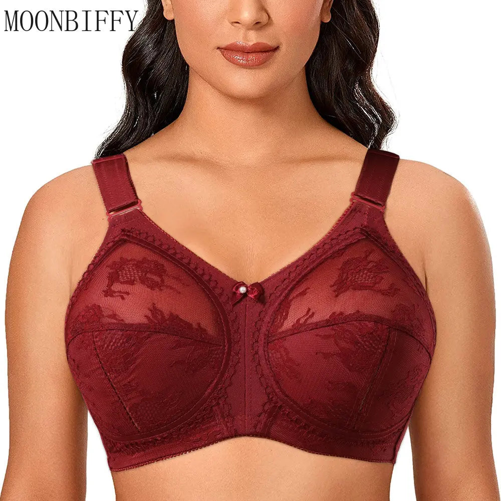 Large Size Sexy Bra for Women Ladies Underwear Translucent Lace Chiffon Wireless Minimizer Lingerie Brassiere Bralette Tops Main image