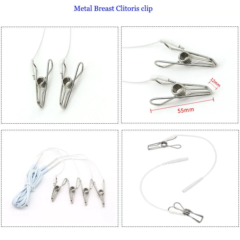 Electric Shock Nipple Clamps BDSM Bondage Labia Clip Clit/Penis Stimulator E-stim Massage Glove/Pad SM Roller Sex Toy For Couple