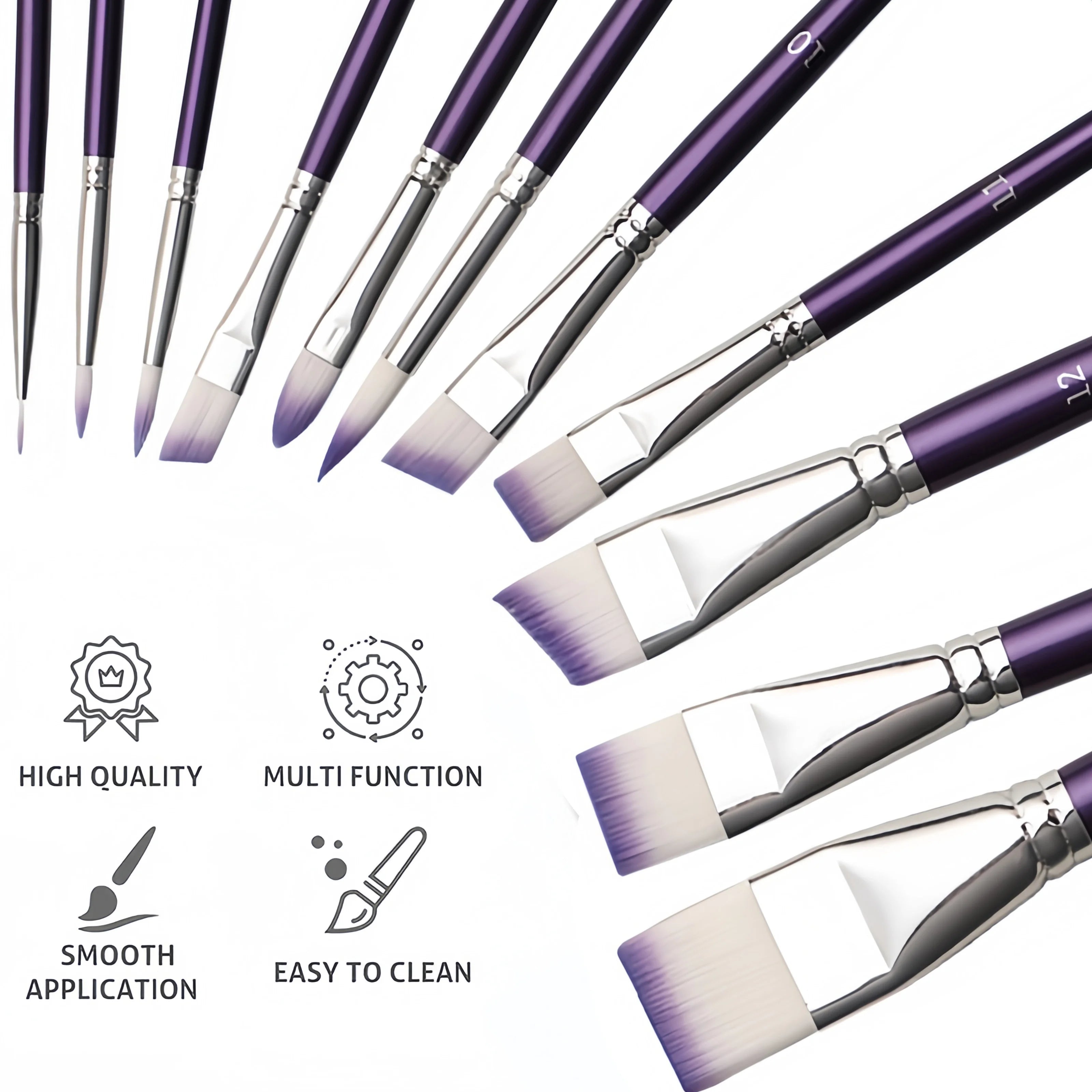 7/11pcs Professional painting brush set, wide and delicate brushes for artistic makeup and design, facial and body art brushes