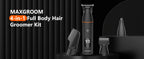 MAXGROOM Manscape Body Hair Trimmer 4 in 1 IPX6 Waterproof Pubic & Groin Shave Electric Grooming Kit for Men Nose Beard Trimmer
