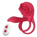 Rose Penis Ring Vibrator Female G-spot Clitoral Stimulation Male Ejaculation Delay Silicone CockRing Adult Sex Toy for Couples