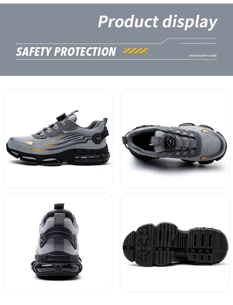 Men's Safety Shoes Protection And Elastic Safety Boots Fashionable Casual Shoes Breathable Odor Protection Men's Work Shoes