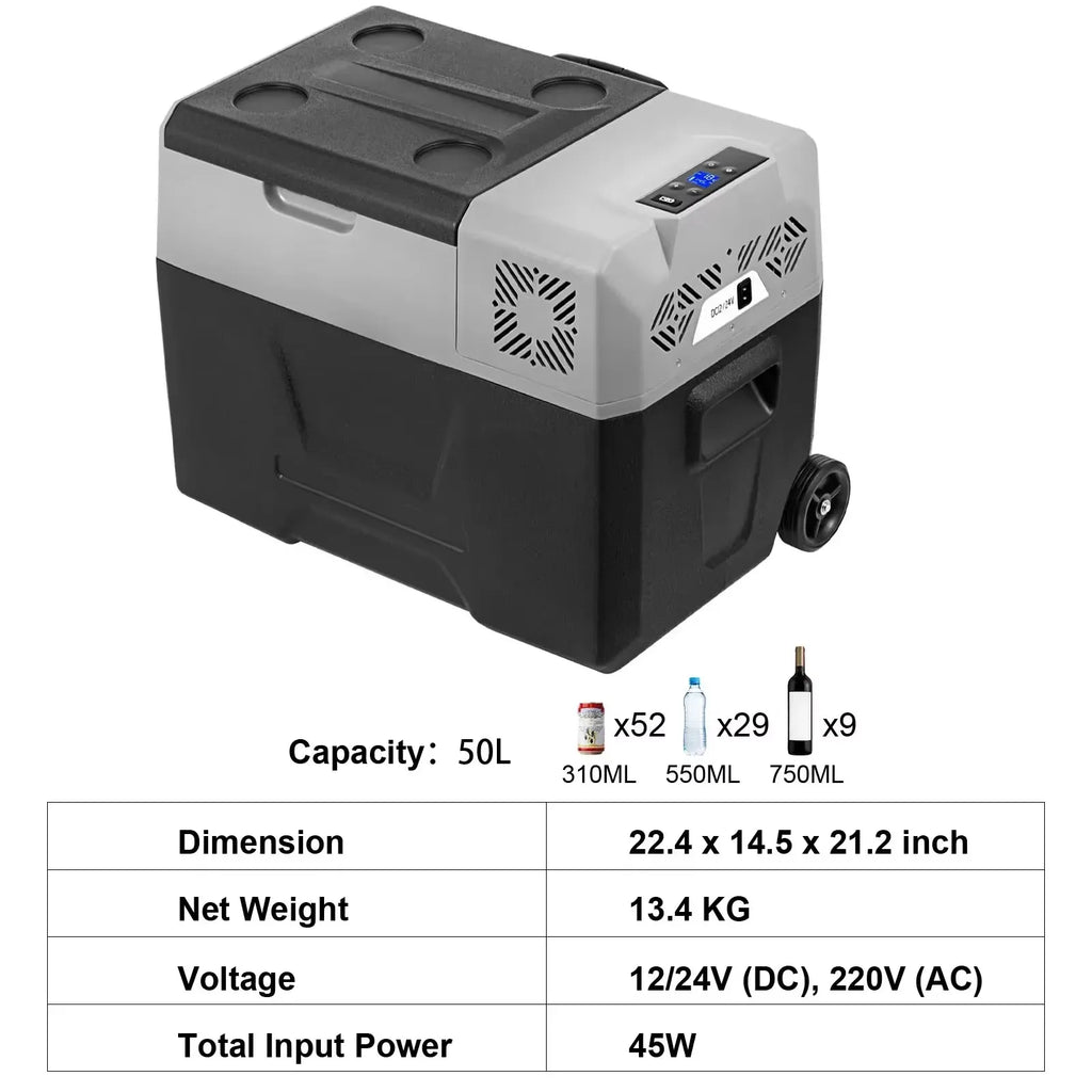 Sihao 15L-55L Portable Compressor Fridge Freezer, Mini Cooler for Outdoor Camping BBQ Picnic, Car Vehicle Refrigerator Cooler for Travel Road Trip, Electric Compressor Fridge Freezer Mini Cooler Box