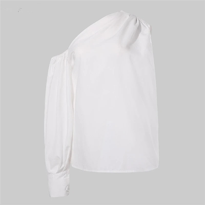 Sexy Off Shoulder Women Shirts Summer Lantern Sleeve Blouse Casual Loose Solid Tops Lady Elegant Blusas Femme Streetwear Shirt