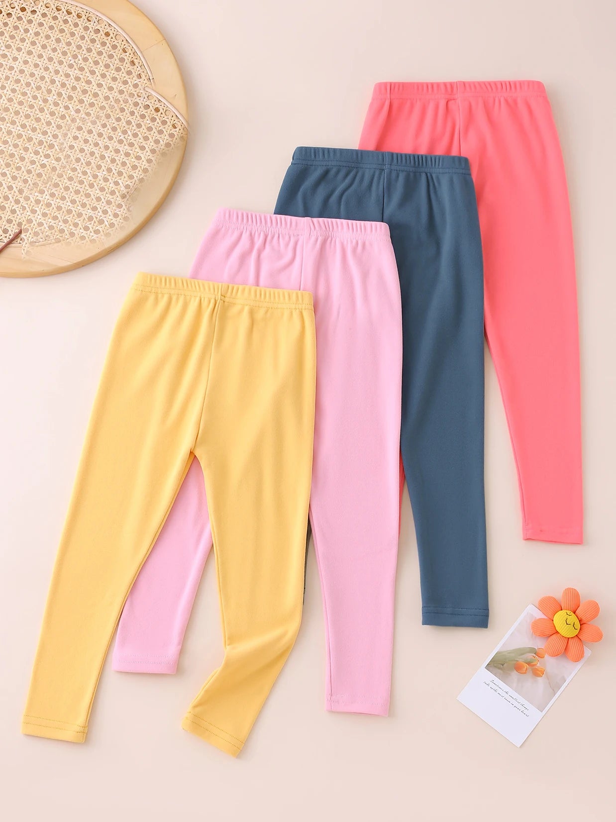 3/4-piece Autumn/Winter Children's Multi-color Combination Fashionable Slim Fit Leggings For Girls Sports And Casual Warm Pants