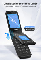 UNIWA X29 GSM Flip Phone 2.8 Inch Double Screen Dual SIM Big Font Big Button For Senior 2000mAh Wireless Radio  Russian Keyboard