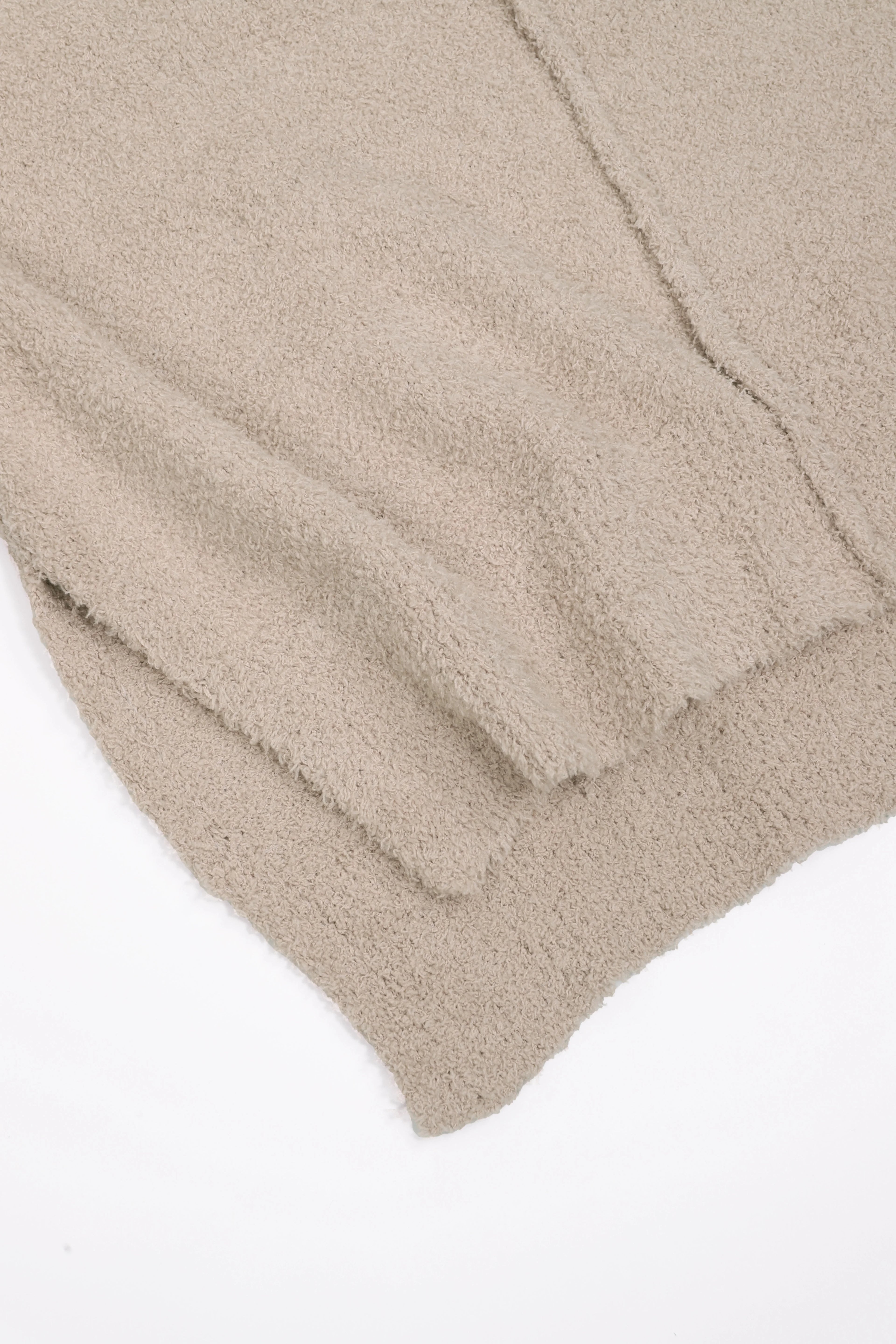 Women's Beige Oversized Knit Two-Piece Set with Half-Zip Sweater And Wide-Leg Pants Casual Loungewear