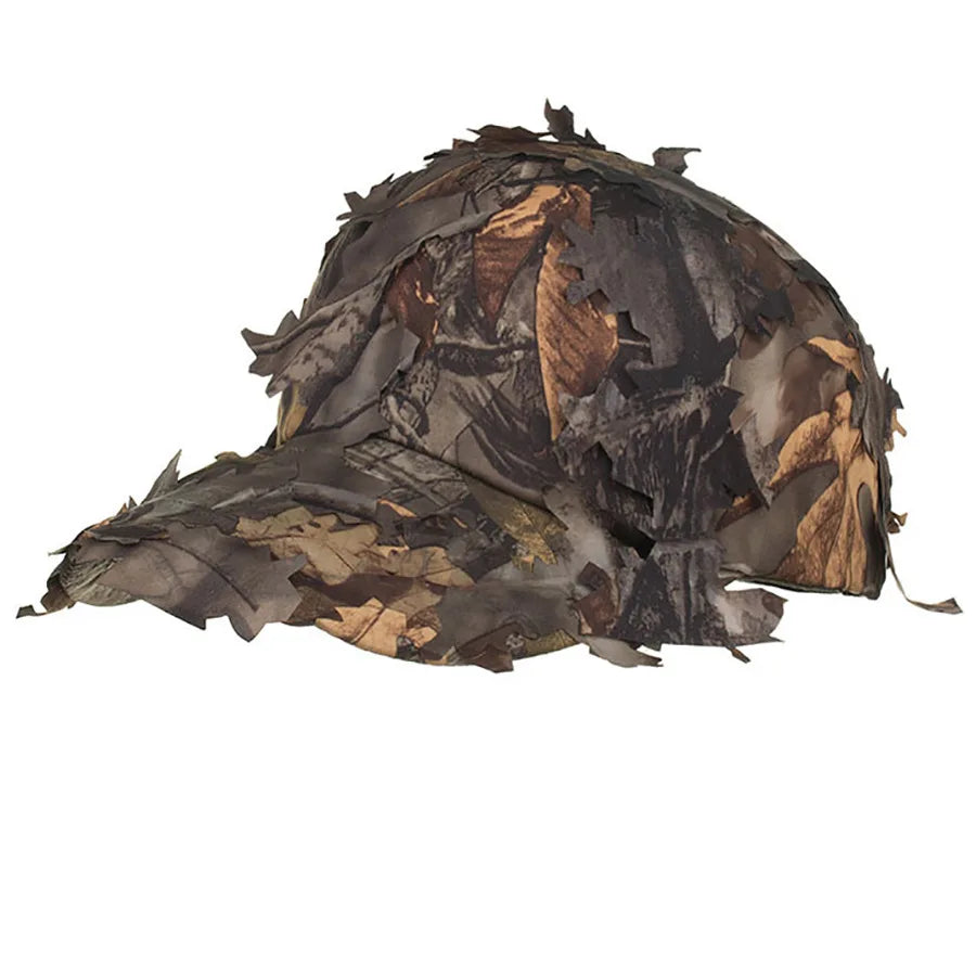 Men's Camouflage Boonie Hats 3D Leaves Camo Tactical Cap Ghillie Caps Hunter Sniper Hats Fishing Sunshade Hunting Accessories