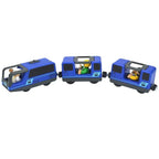 Magnetic Electric Train Car Locomotive Wooden Track Slot Diecast Railway With Two Carriages Train Wood Kid Toy Biro Leduo Track