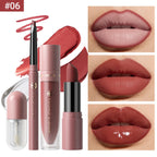 4pcs/Set Long Lasting Waterproof Lip Makeup Kit - Soft Smooth Creamy Lipliner Lipstick & lip gloss lip oil Set