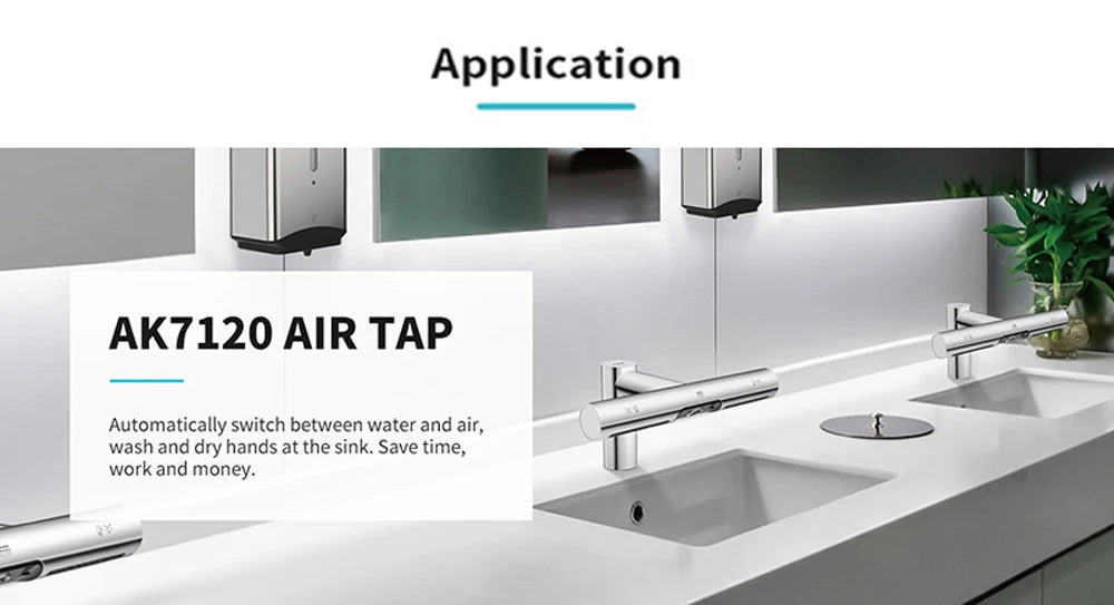 AIKE Airblade Tap Hand Dryer Automatic Bathroom Hand Washing and Drying Machine Washroom Faucets Air Tap Powerful Hand Dryer