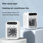 Mini USB Desk Fan Portable Quiet Cool Air Conditioner for Bedroom Home Use with Humidifying Spray Function Tabletop Fan