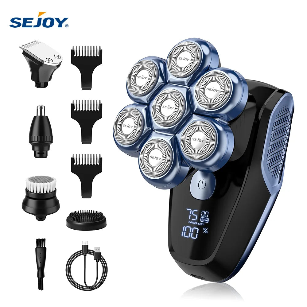 Sejoy 6-in-1 7D Head Shavers for Bald Men Electric Razor with Nose Hair Trimmer Waterproof Multifunctional Men Grooming Kit Main image