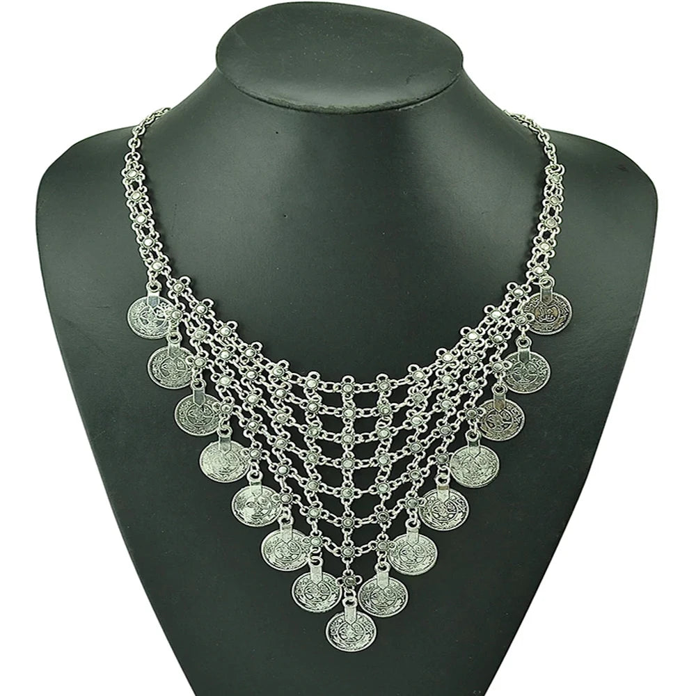 Multi-style Vintage Coin Choker Necklace for Women Boho Afghan Ethnic Gypsy Native Tribal Dress Turkish Pakistan Indian Jewelry
