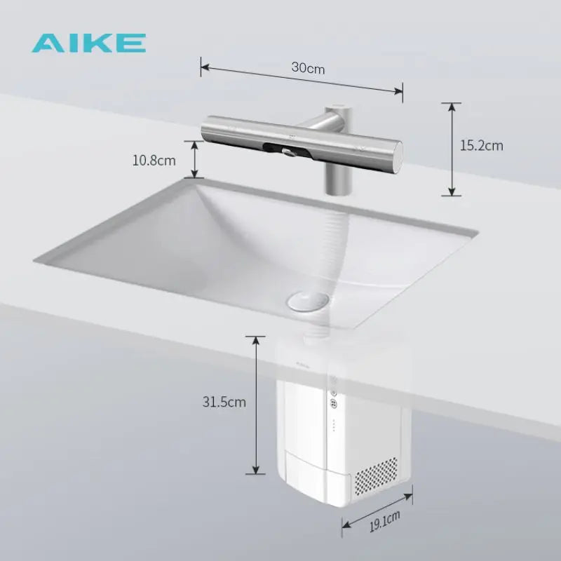 AIKE Airblade Tap Hand Dryer Automatic Bathroom Hand Washing and Drying Machine Washroom Faucets Air Tap Powerful Hand Dryer