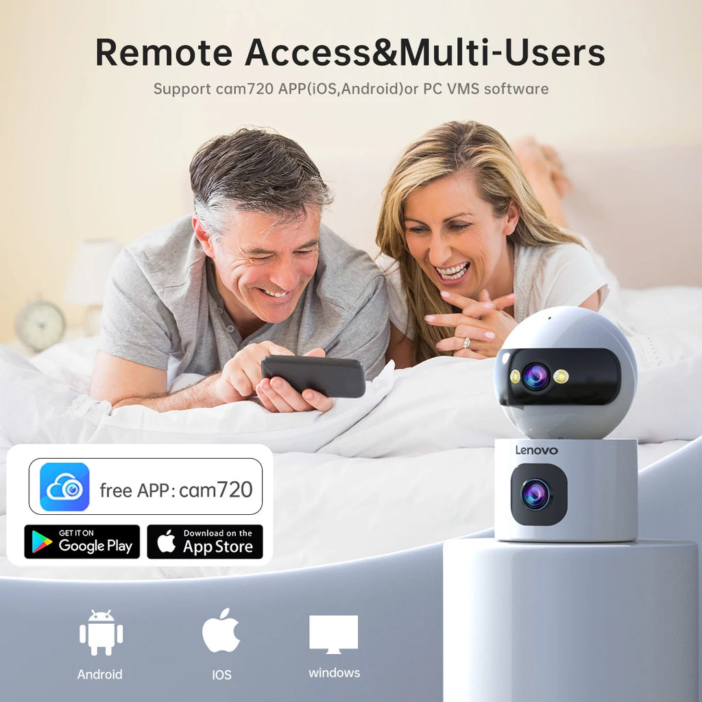 Lenovo 8MP HD IP Camera Dual Lens Baby Monitor 5X Zoom Color Night Vision Human Automatic Tracking Video Smart Home Camera