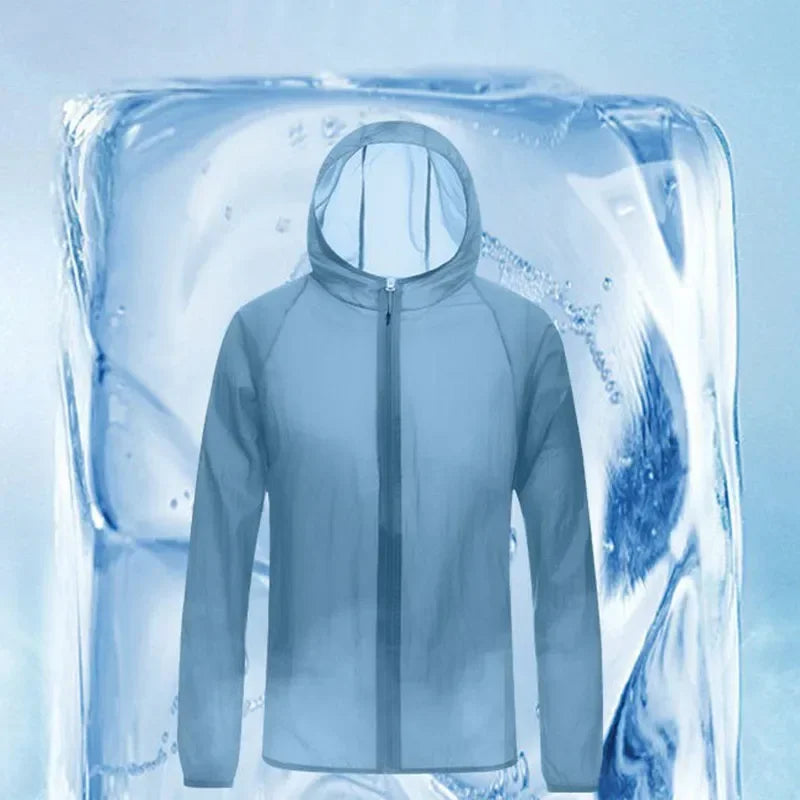 Men's Summer Thin Sun Protection Jacket Outdoor Zipper Hooded Loose Casual Outerwear UV-proof Breathable Quick Dry Cycling Coats