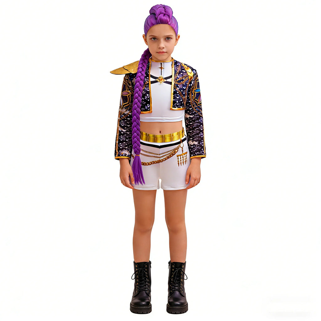 4 5 6 7 8 9 10 11 12 Years K-POP Girls Clothing Sets Cosplay 3Pcs Girls Suits Korean Version Birthday Party Costume Kids Clothes