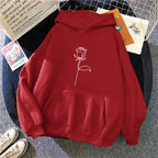 2024 Autumn Winter Hoodies Sportwear Women's Hoodie Pullover Sweatshirt Stylish Flower Print With Thick Long Sleeves Tops Loose