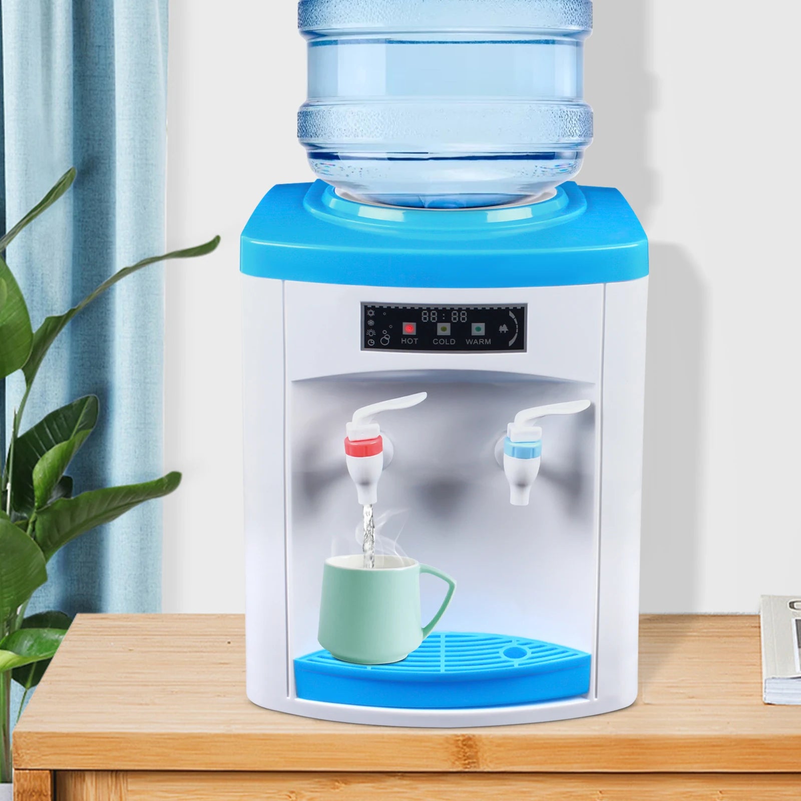 Compact Hot and Cold Water Dispenser, Energy-Saving Desktop Water Cooler Stainless Steel Mini Drinking Station for Office Home Main image