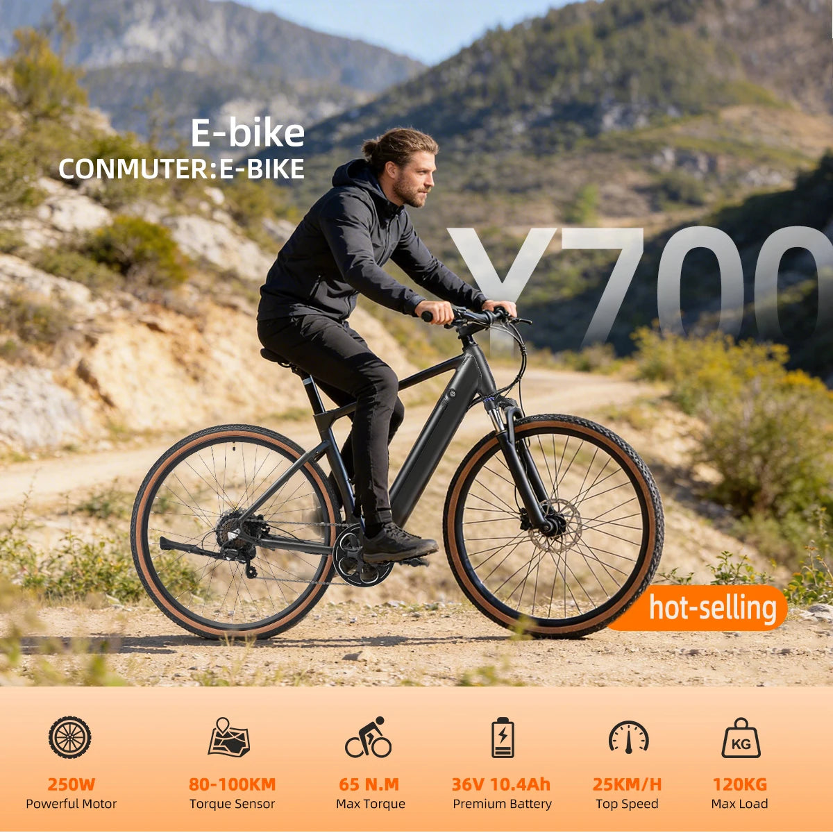 YANGOR 250W Electric Bike, 28" Ultra-Light Frame, Long Range, city & Road Bicycle, Suitable for Both Men and Women E-bike CE EU Secondary image