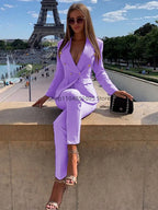 New Elegant Pant Suits Women's Western-Style Beige 2PCS Set Smooths Your Silhouette Through Commuting Casual Women Suits Set