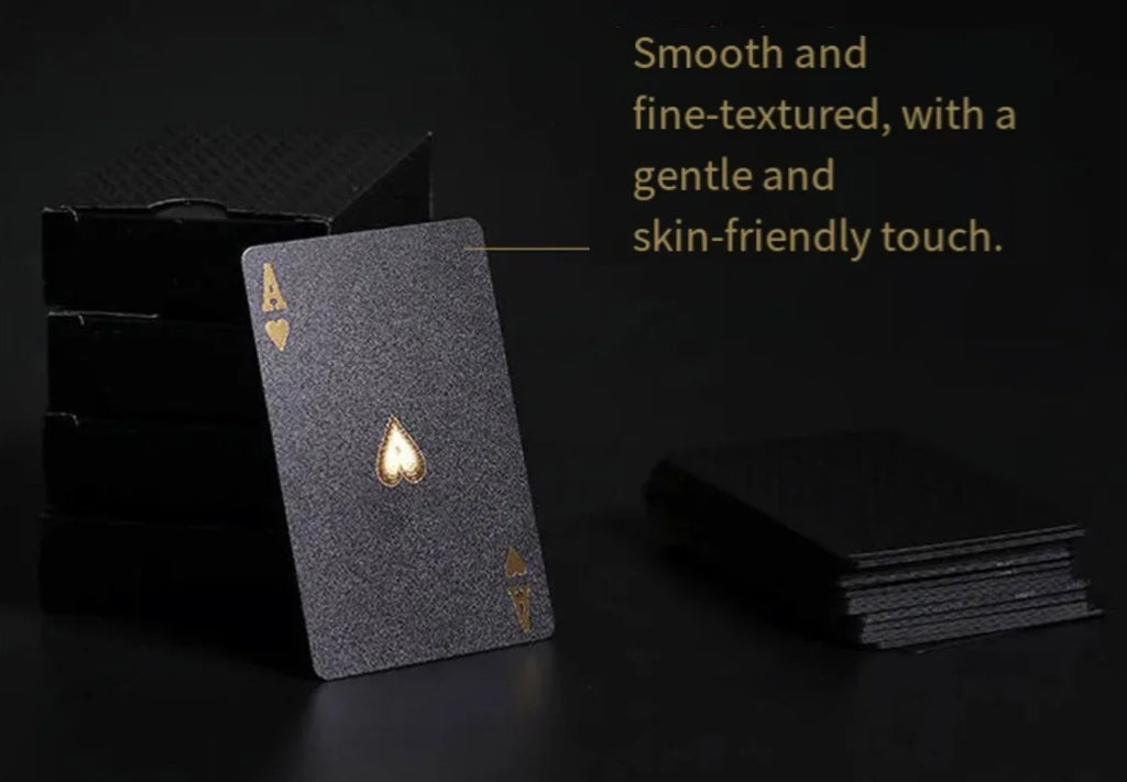 Brand New 54-piece Black and Gold Plastic Playing Card Foil Poker Set Magic Tool Party Tabletop Game