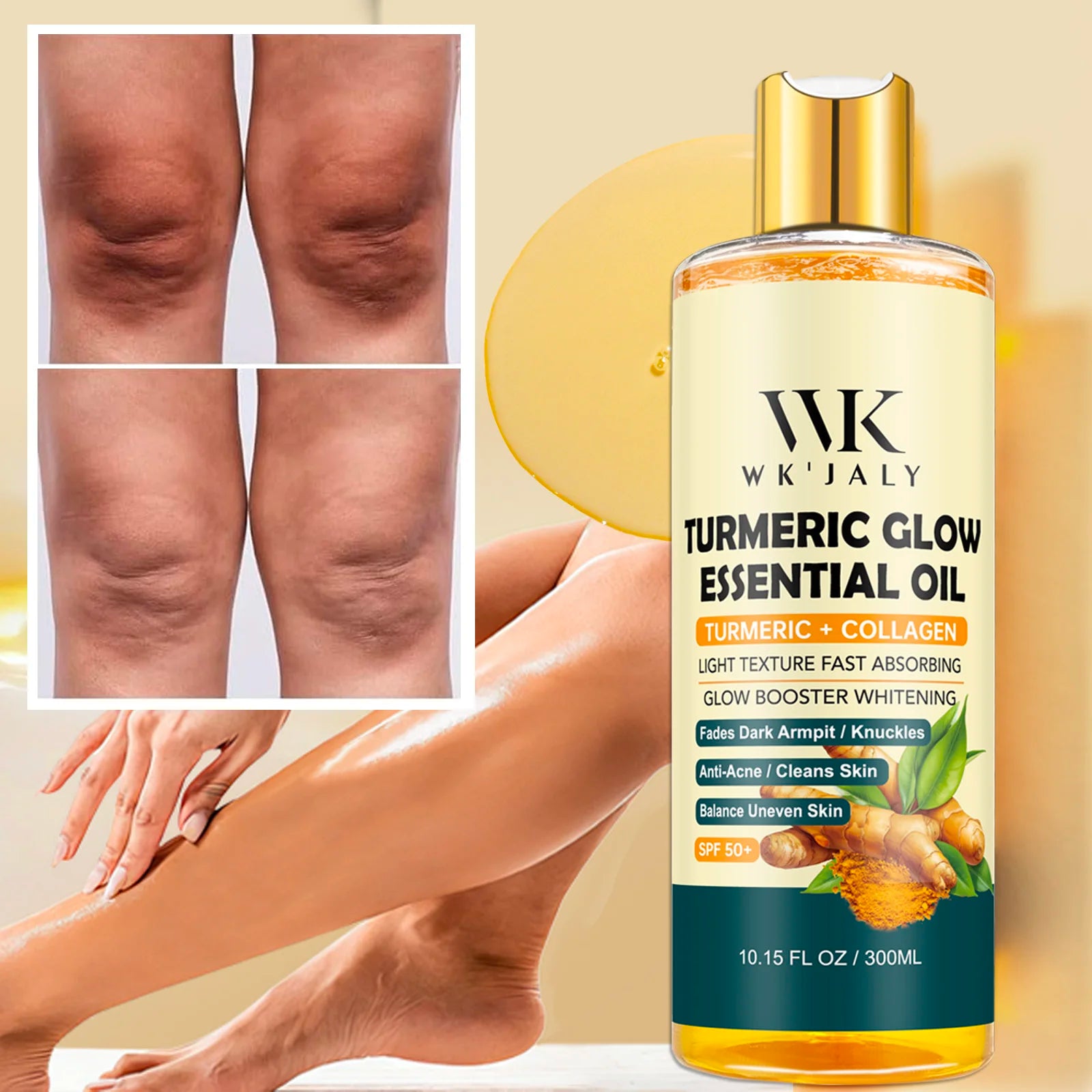 WK JALY Turmeric Glow Essential Body Oil, Moisturizing, Whitening, Fades Dark Armpit, Knuckles, Anti-Acne, Balance Uneven Skin Main image