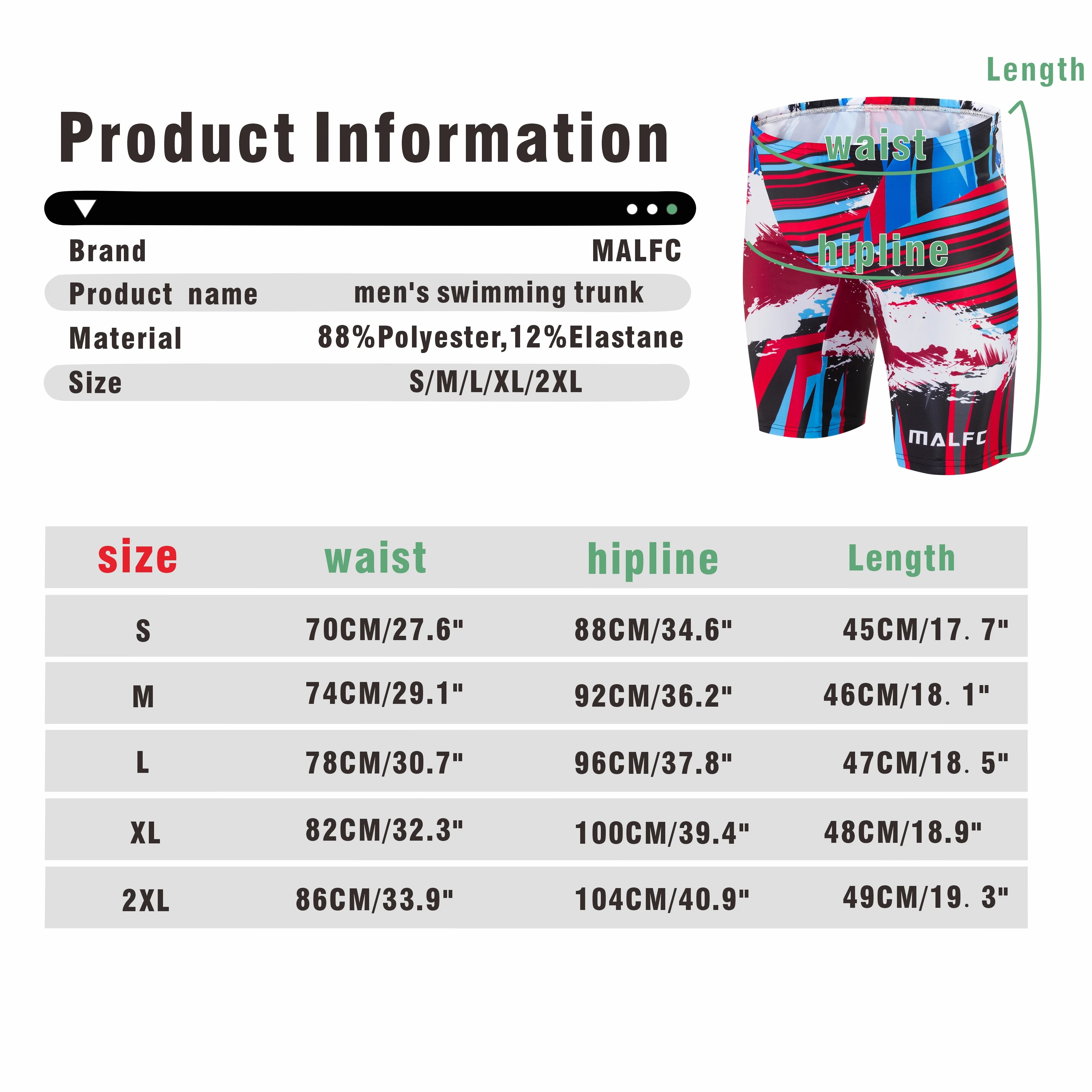 MALFC Summer Men's Swim Jammer Short Training Swimsuit Quick Drying Beach Swimming Trunks Swimwear Sports Tights Surf Shorts
