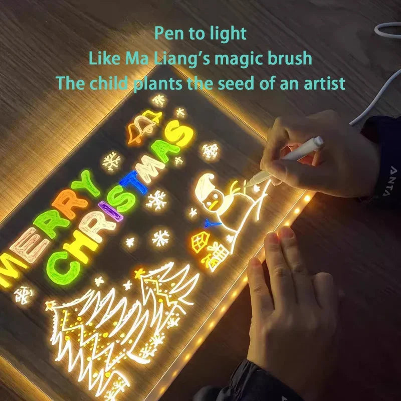 Attached With 7 Colorful Pens Light Up Acrylic Message Board Rewritable DIY Children's Glowing Drawing Board Message Lamp 2026