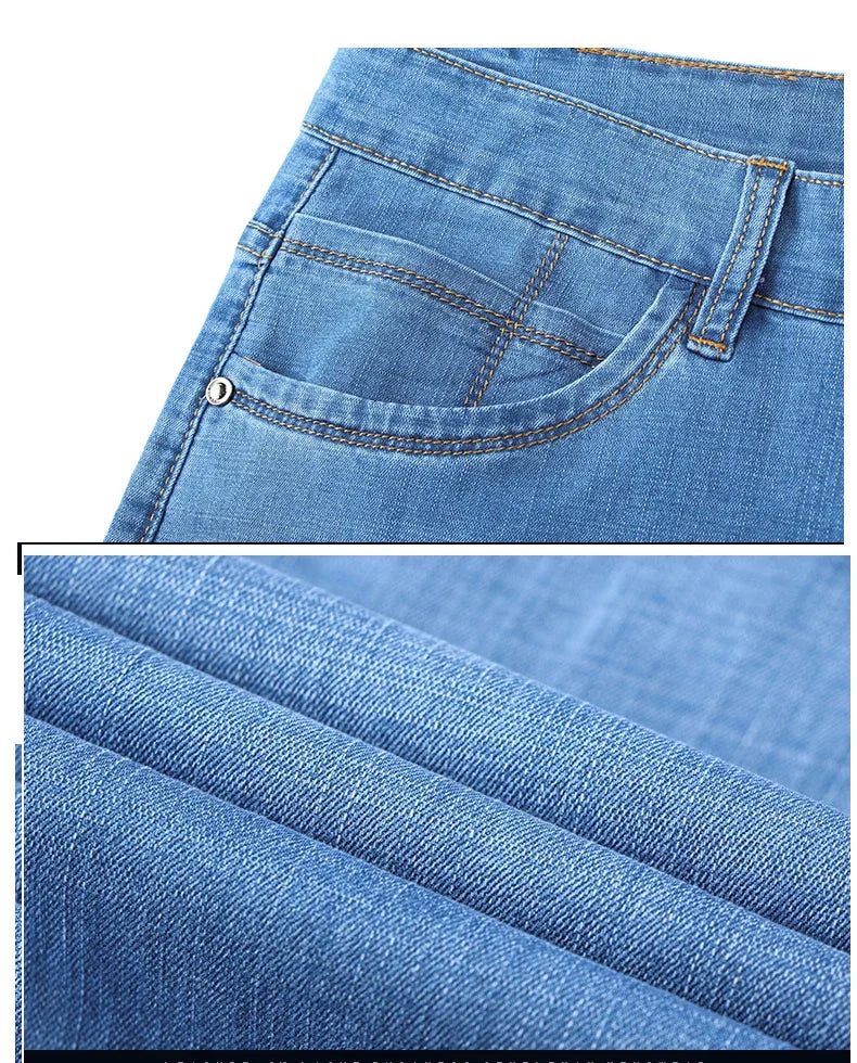 Man Pants Office Business Jeans Men Classic Blue Black Cotton Stretch Straight Denim Pants Male Brand Trousers