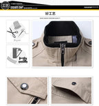 2023 new Pilot Bomber Jacket Coats Mens Cotton Cargo Jackets With Zipper Pockets Retro Casual Work Jacket Male Clothing Outwear