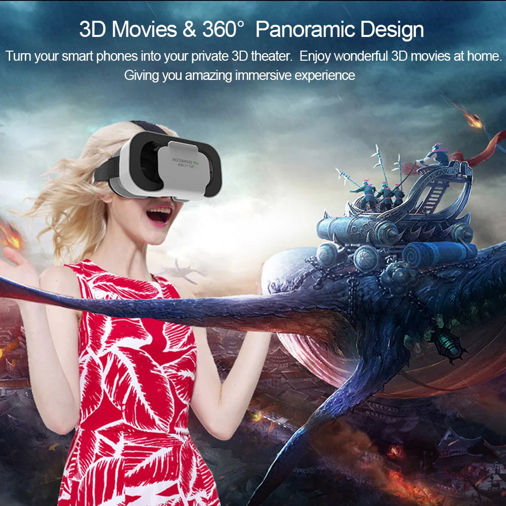 VR Glasses 3D Virtual Reality Headset Devices Helmet Lenses Goggles Smart For Smartphones Phone Cell Mobile Game Viar Viewer Set