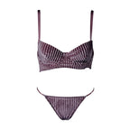 Hot Sale V-shape Underwire Ribbed Women Bra and Briefs Set Polyamide Women Underwear Sets Push-up Bra and Thongs Set