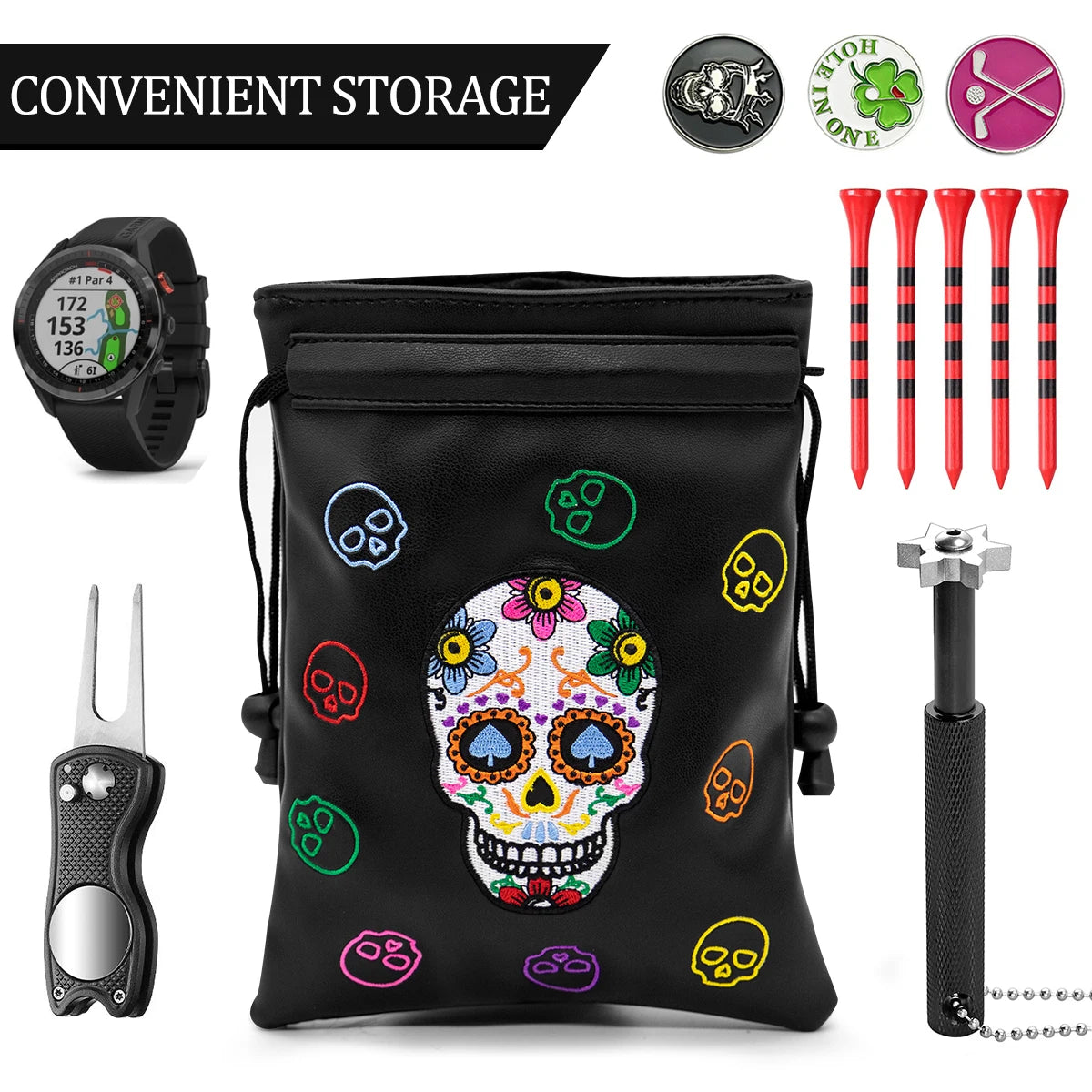 Golf Club Headcovers #1 #3 #5 Wood Head covers Skulls Design Driver Fairway Hybrid Woods Headcover Black PU Premium Leather Head