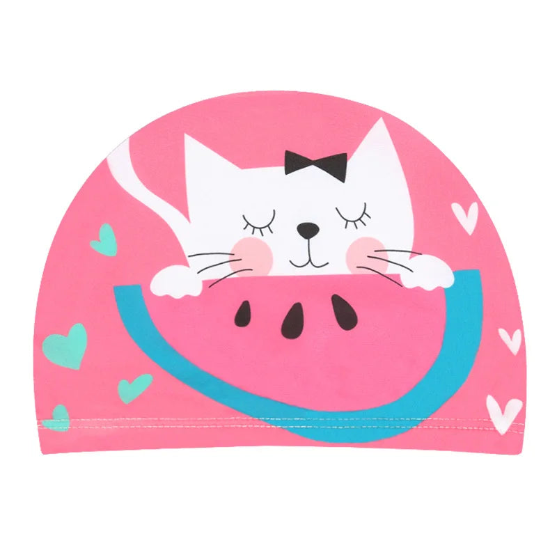 Kids Swim Cap Cartoon Pattern High Elastic Ear Protection Breathable for Pool Swimming Boys Girls Comfort Fit