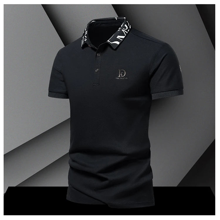 Summer men's POLO shirt fashionable ice silk quick drying short sleeved T-shirt solid color loose fitting business collar top