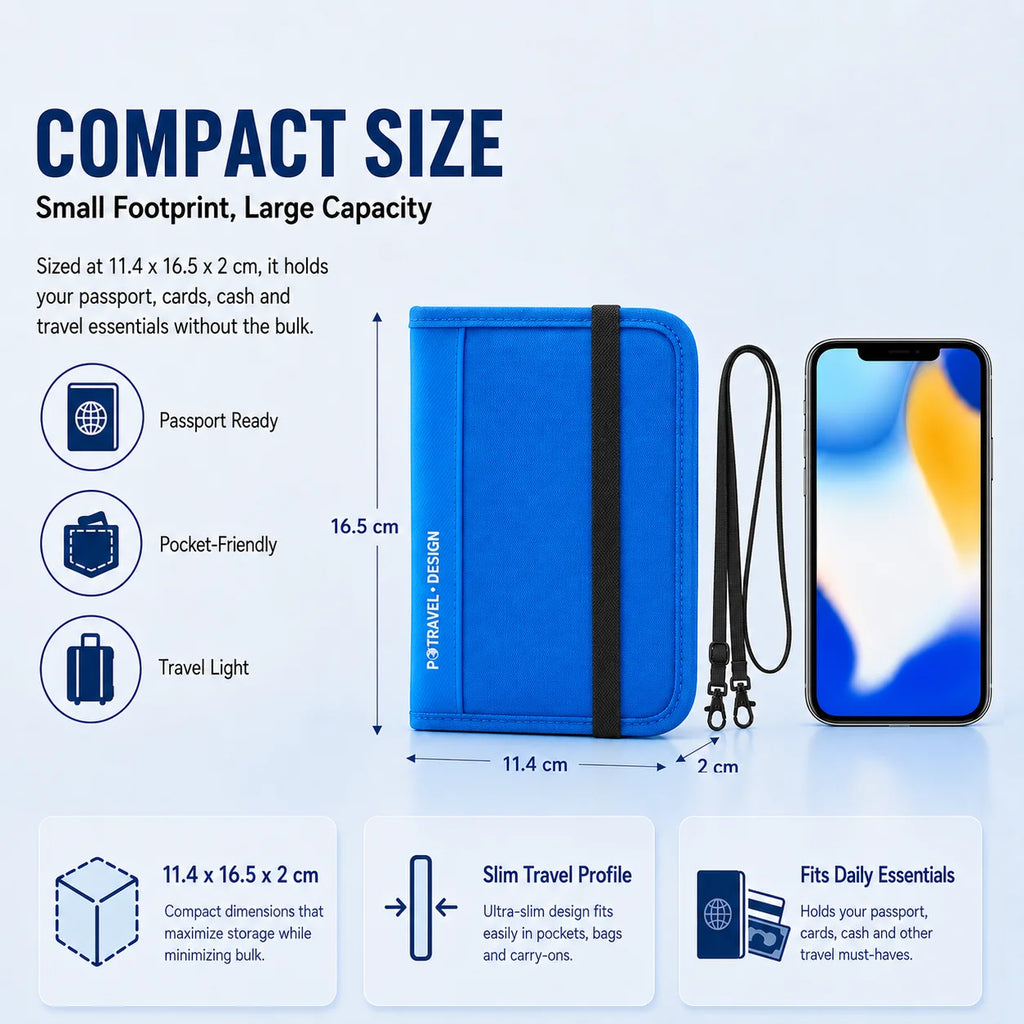 RFID Travel Wallet Passport Holder Credit Card Organizer Zipper Pouch Document Organizer Anti Theft Travel Accessories