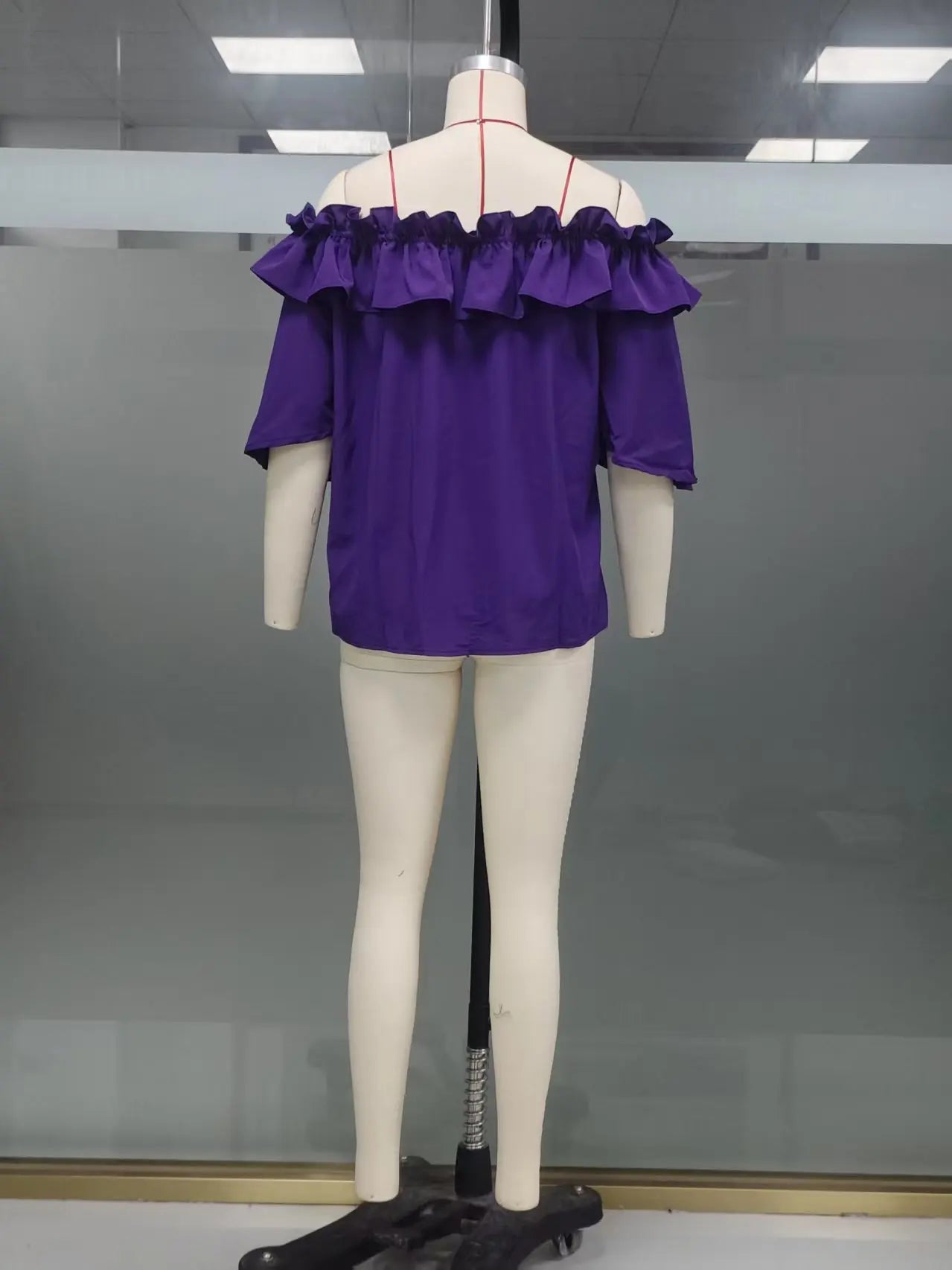 Fashion Ruffled Sexy One Shoulder Women's Short Sleeve Shirt Summer New Casual Loose Tops Female Elegant Versatile Office Shirt