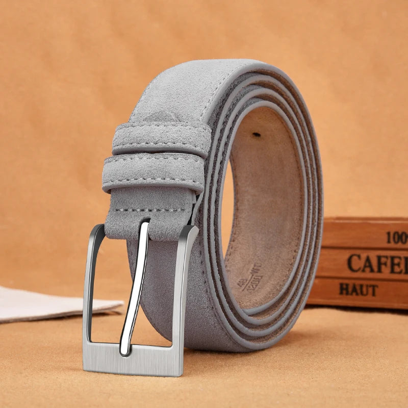 Luxury Suede Cowhide Leather Belt for women, Vintage Style Men belt  3.5cm Wide Waistband for Dresses & Jeans Unisex belt