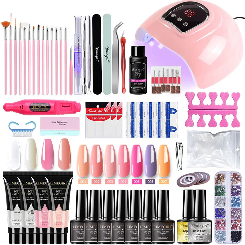 Nail Set With Nail Lamp Nail Dryer Nail Drill Machine Manicure Set Kit Poly Nail Gel Kit Polish Set Soak-off Nail Art Tools Sets Main image