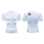 Graphic Compression Shirts for Men Athletic Quick Dry Rash Guard Stretchy Baselayers Undershirts Gym Workout Running Tshirt Tops