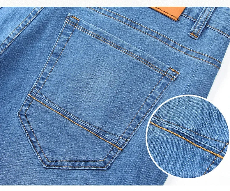 Man Pants Office Business Jeans Men Classic Blue Black Cotton Stretch Straight Denim Pants Male Brand Trousers