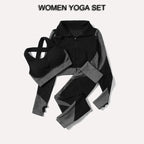 2/3Pcs Women Yoga Suit Seamless Knitted Yoga Pants Leggings Clothing Zipper Long Sleeve Crop Top Fitness Wear Sportswear Gym Set