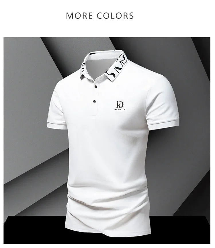 Summer men's POLO shirt fashionable ice silk quick drying short sleeved T-shirt solid color loose fitting business collar top